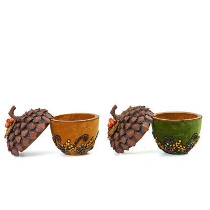Katherine's Collection 2022 Acorn Containers, Assortment of 2 Polyester
