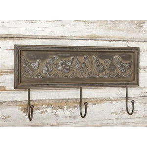 Your Heart's Delight Rooster Plaque With 3 Hooks