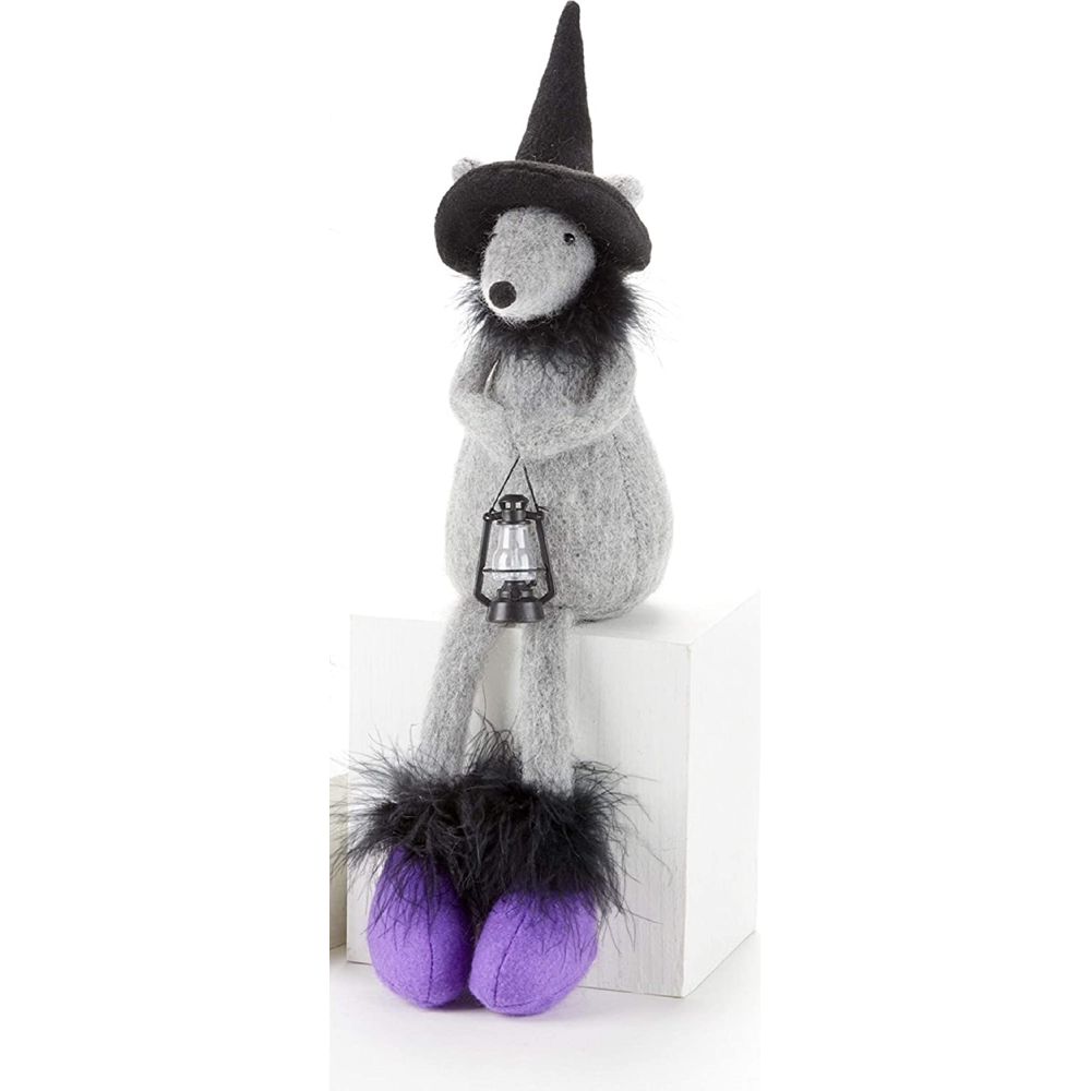 Delton 17.5" Sitting Witch Hat Mouse, Purple