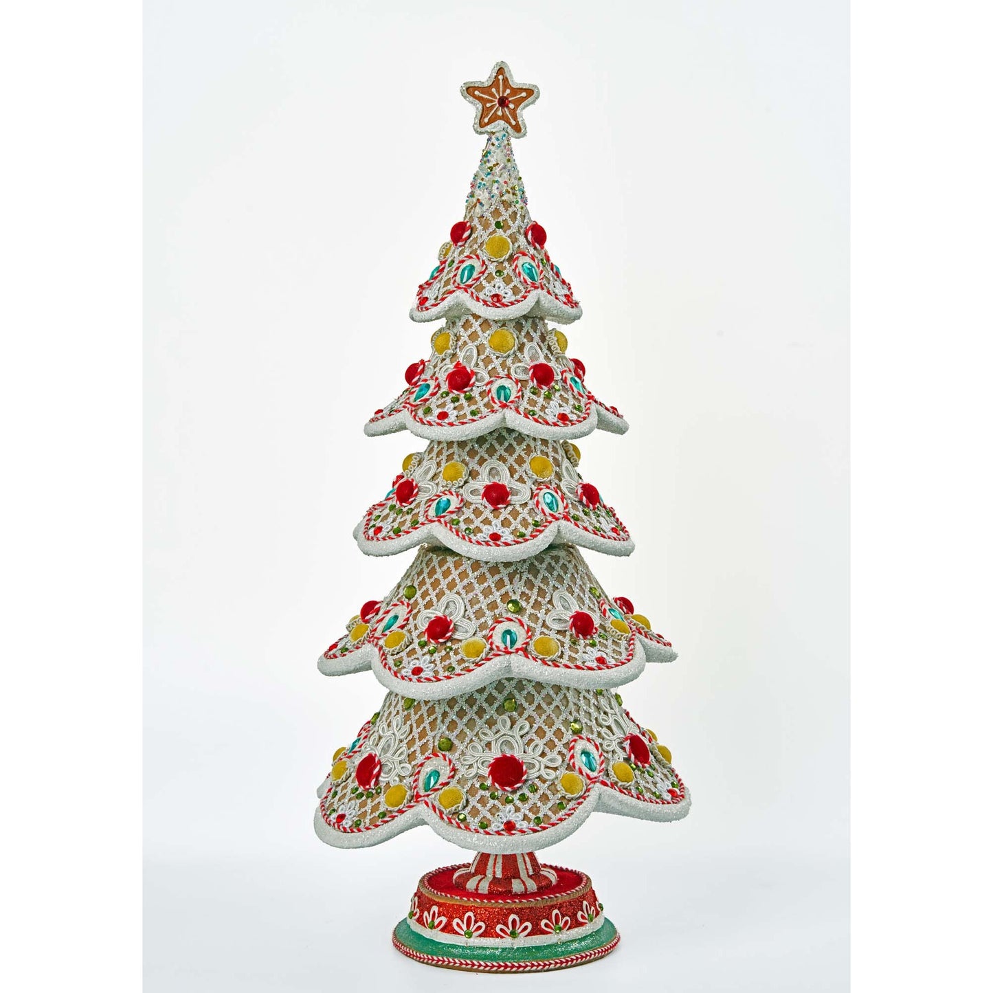 Katherine's Collection 2021 Gingerbread Forest Tree Tabletop Decor White Polyester