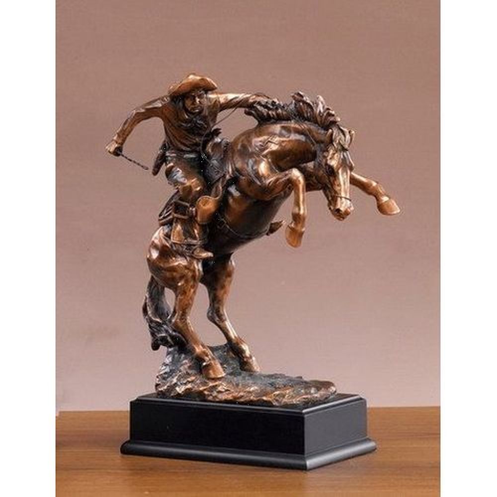Treasure of Nature Western Cowboy Statue, Bronze Plated, 11" x 8.5"