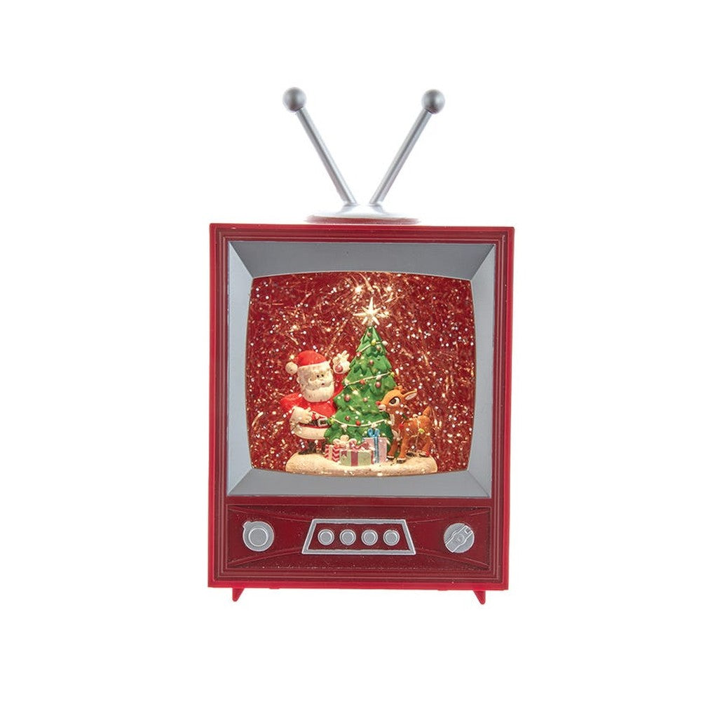 Kurt Adler 8.5" Rudolph The Red Nose Reindeer and Santa B/O LED Musical TV
