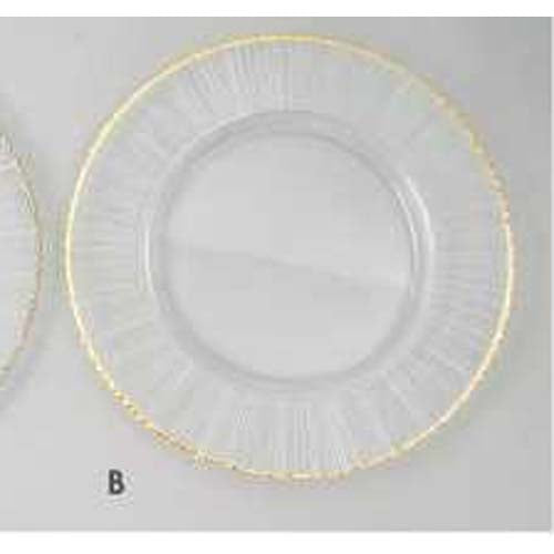 Leeber Ray/Gold Rim Chargers, Set of 4, Glass