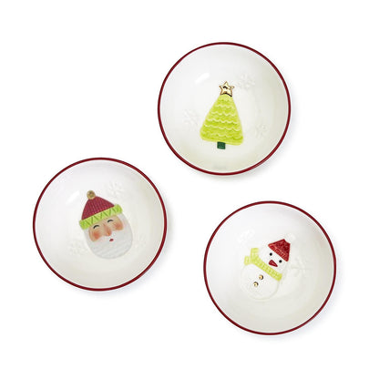 Two's Company Merry And Bright Set Of 3 Christmas Tidbit Bowls Includes 3 Design