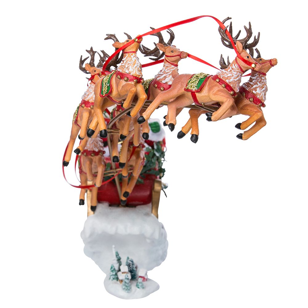 Kurt Adler Musical Santa W/8 Reindeer Table Piece, 2 Pieces