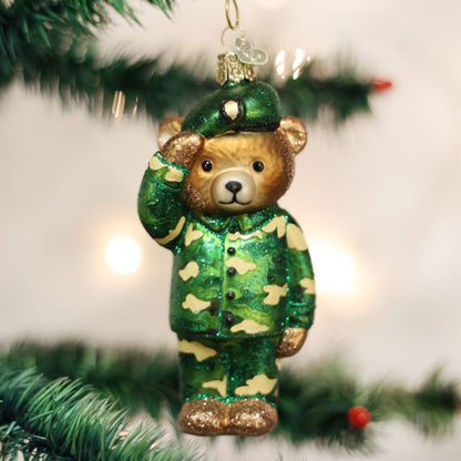 Old World Christmas Army Bear Ornament
