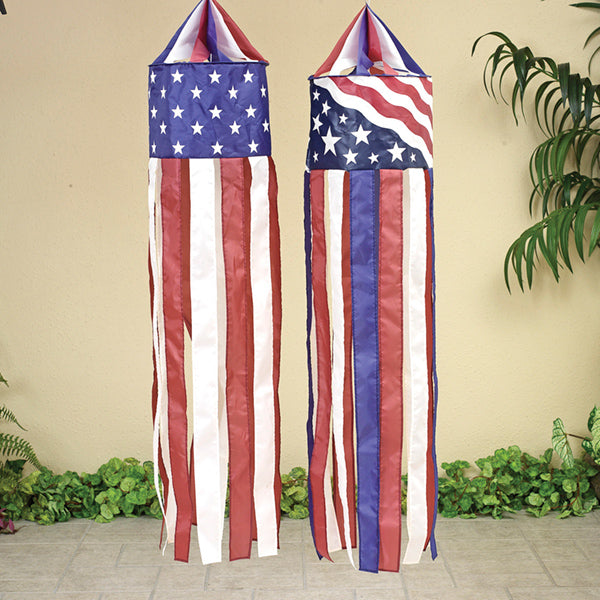 Gerson Companies 48" Polyester Americana Windsock In Bag with Header, 2 Asst