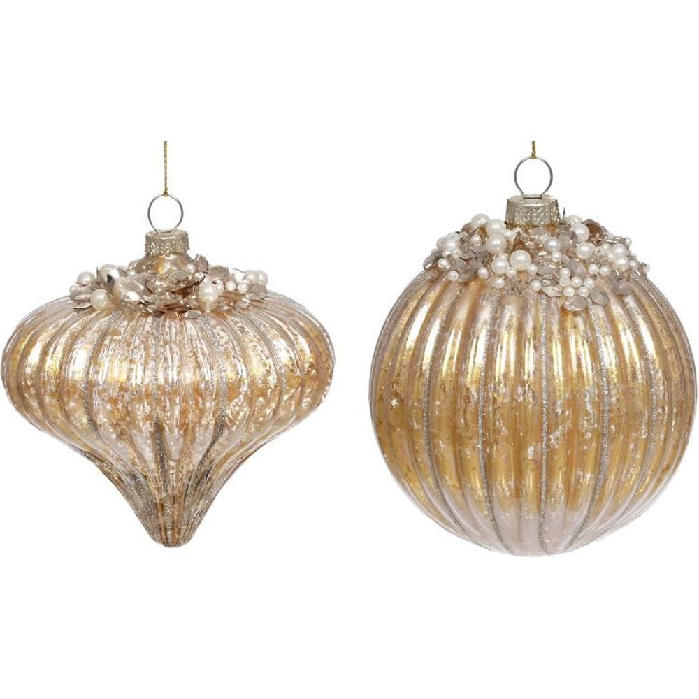 Mark Roberts Christmas 2023 Fluted Shiny Ornament 4.5'', Assortment of 2