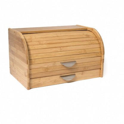 Lipper International Bamboo Roll-Top Breadbox with Drawer, Brown