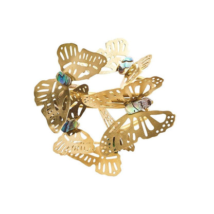 Kim Seybert Butterfly Garden Napkin Ring in Gold & Silver, Set of 4, Brass
