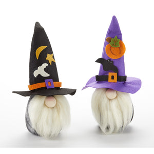 Delton 10.2" Standing Witch Hat Gnome Figurine, 2 Assorted, Black