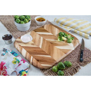 Lipper Acacia Rounded Edge Cutting/Serve Board With Inset Handles, Small
