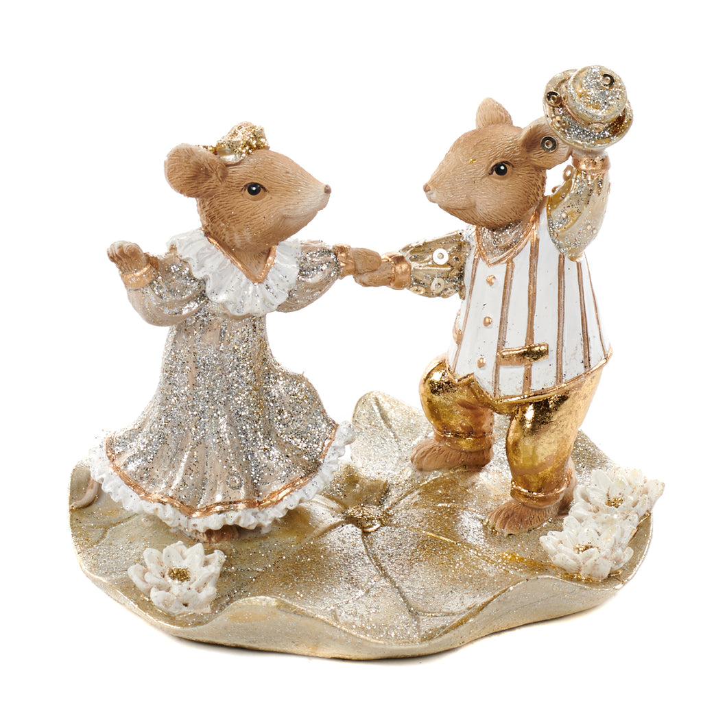 Goodwill Dancing Mouse Scene Two-tone Gold 11Cm