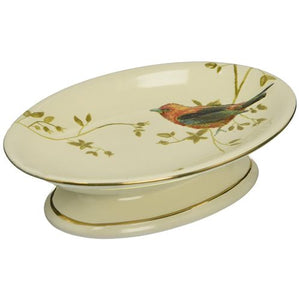 Avanti Linens Gilded Birds Soap Dish, Ivory