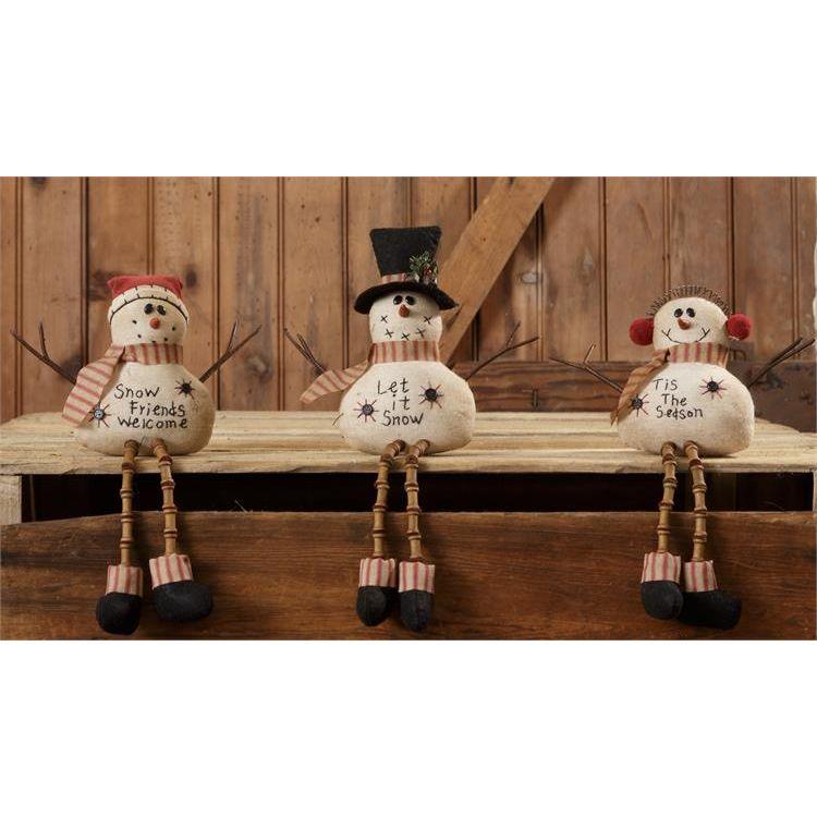 Audrey's Assortment of 3 Snow Family With Button Legs - Let It Snow, Polyester by Audrey