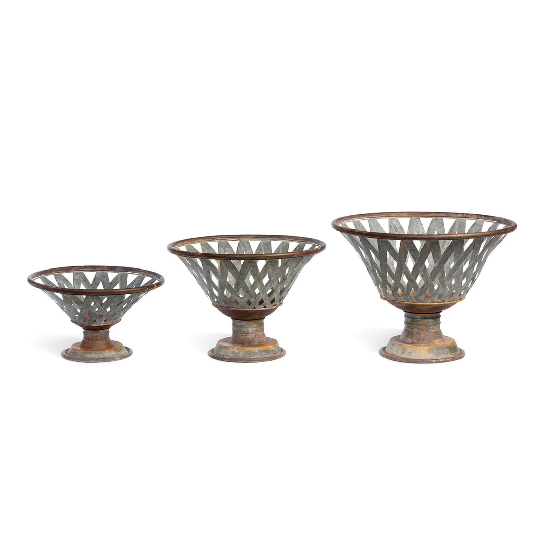 Park Hill Collection Woven Metal Footed Bowl, Set Of 3
