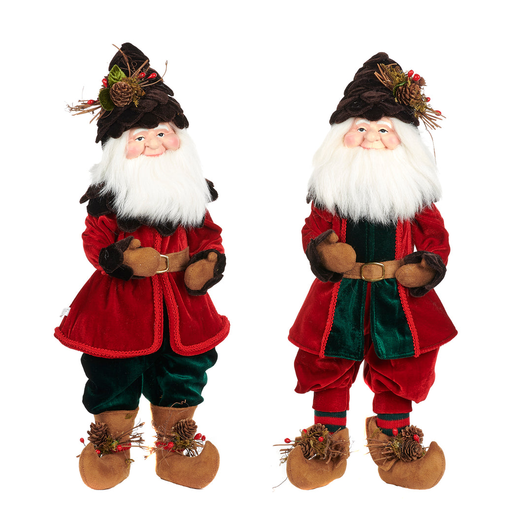 Goodwill Pinecone Santa Gnome Doll Red/Green 48Cm, Set Of 2, Assortment