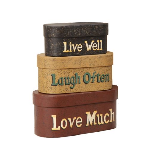 Your Heart's Delight Live Laugh Love Nesting Boxes, Paper, Set of 3.