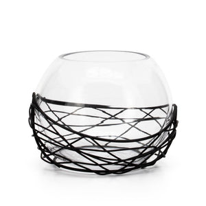 Torre & Tagus Wire Nest Glass Ball Vase, 6"