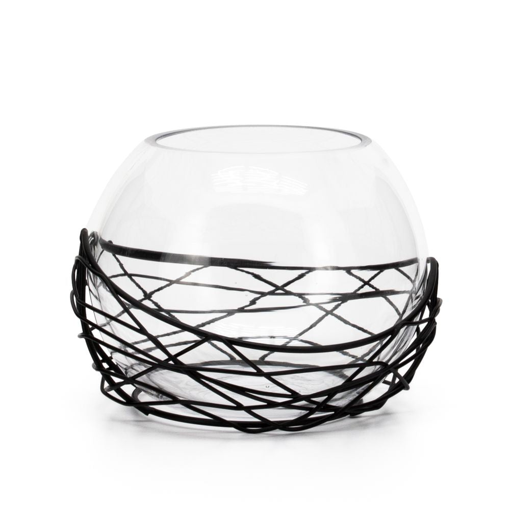Torre & Tagus Wire Nest Glass Ball Vase, 6
