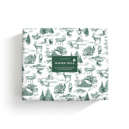 Two's Company Green Toile 2-Piece Cheese Serving Set In Giftbox