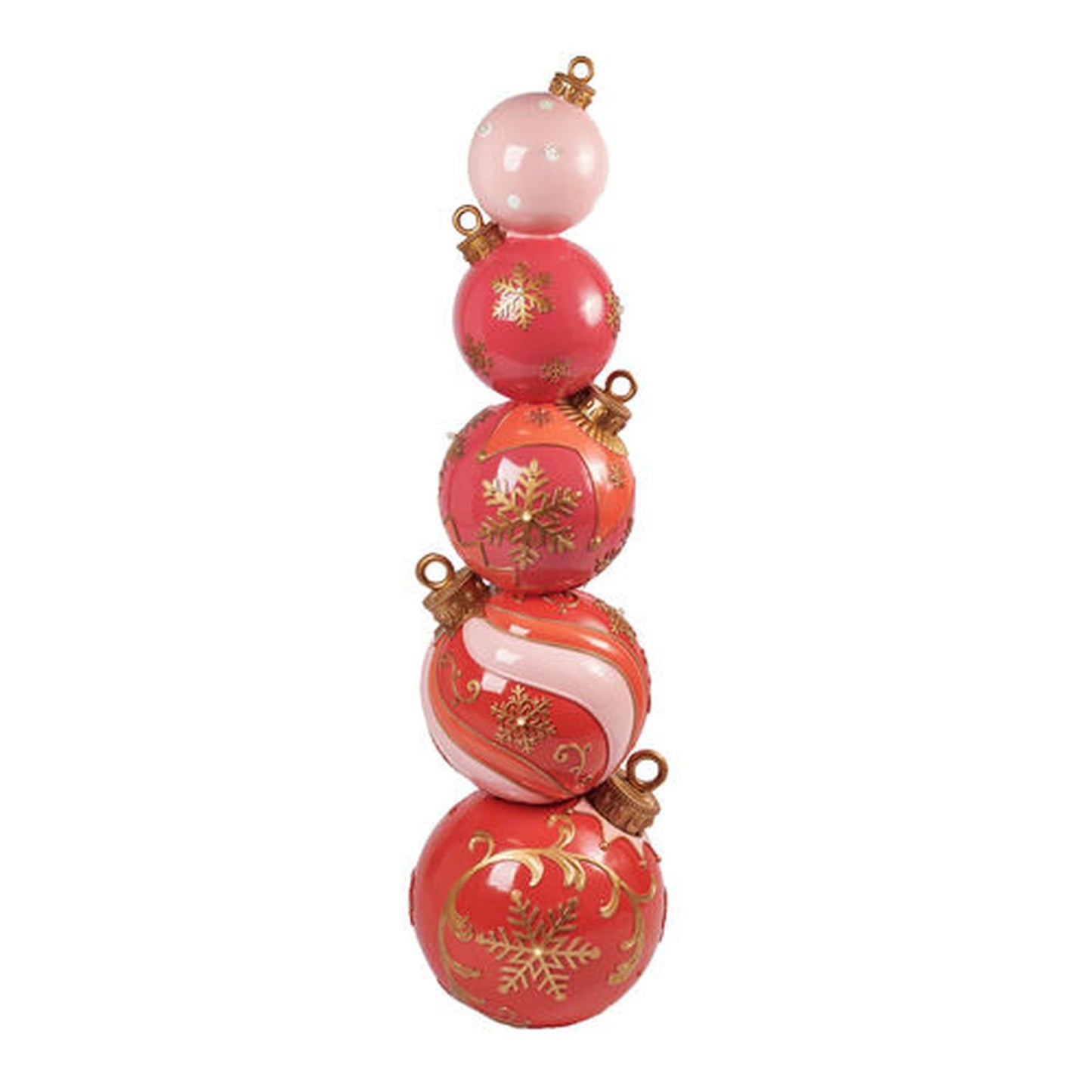 December Diamonds Pink Christmas 5-Stacked Pink Baubles With Led Figurine