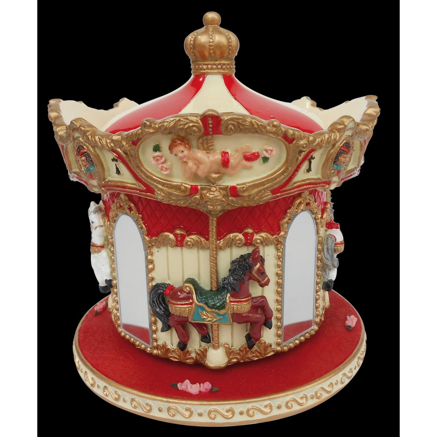 Musicbox Kingdom 4.7" Carousel With Mirror Turns To A Famous Melody