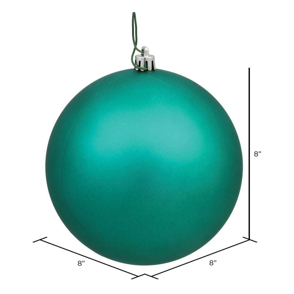 Vickerman 8" Teal Matte Ball Ornament, Plastic