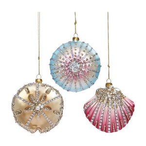 Mark Roberts Christmas 2020 Jeweled Shell Ornament, Assortment of 3, 4 inches