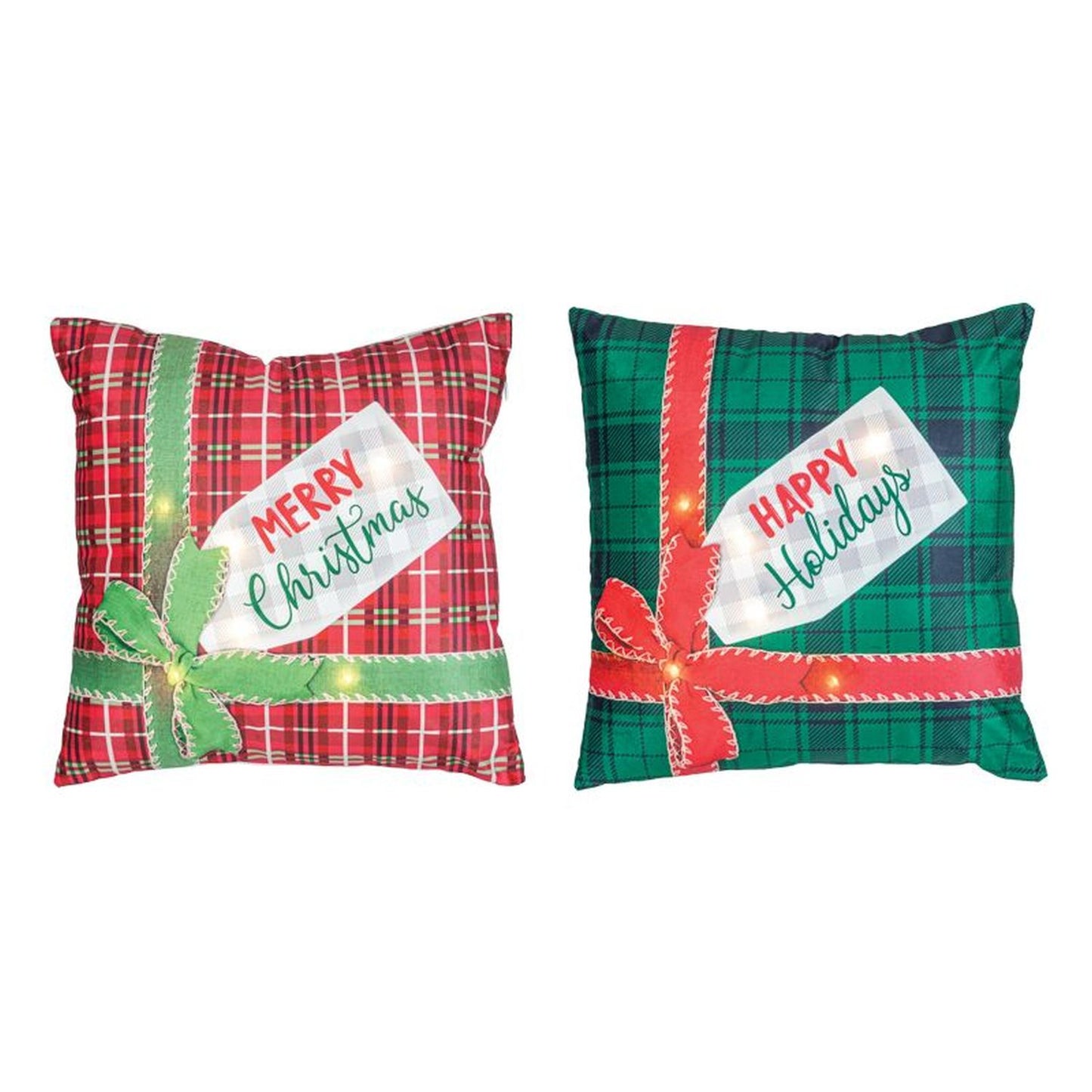 Hanna's Handiworks Christmas Gift Lighted Pillow Set Of 2 Assortment