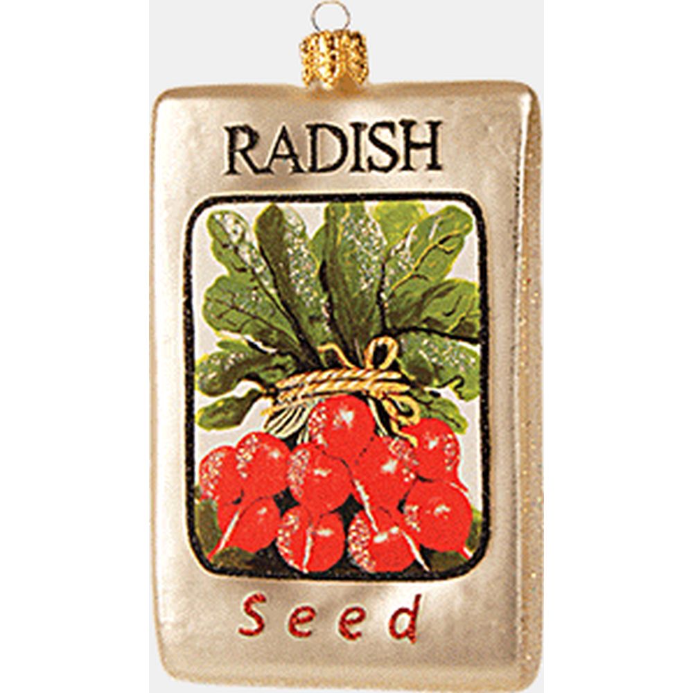 The Whitehurst Company Radish Seed Bag Ornament - Glass Blown Holiday Decor