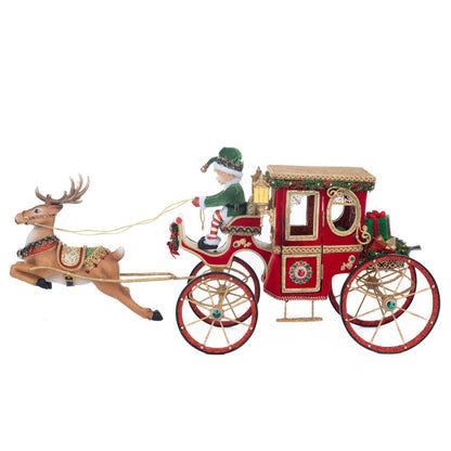 Katherine's Collection 2023 Christmas In The City Hansom Cab With Elf Driver Red