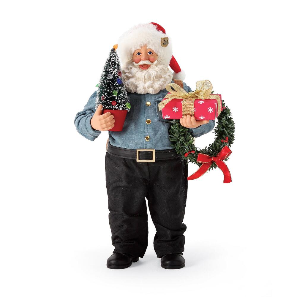 Enesco Sports And Leisure Santa 10-23 Arrived at Location Police Figurine, Blue