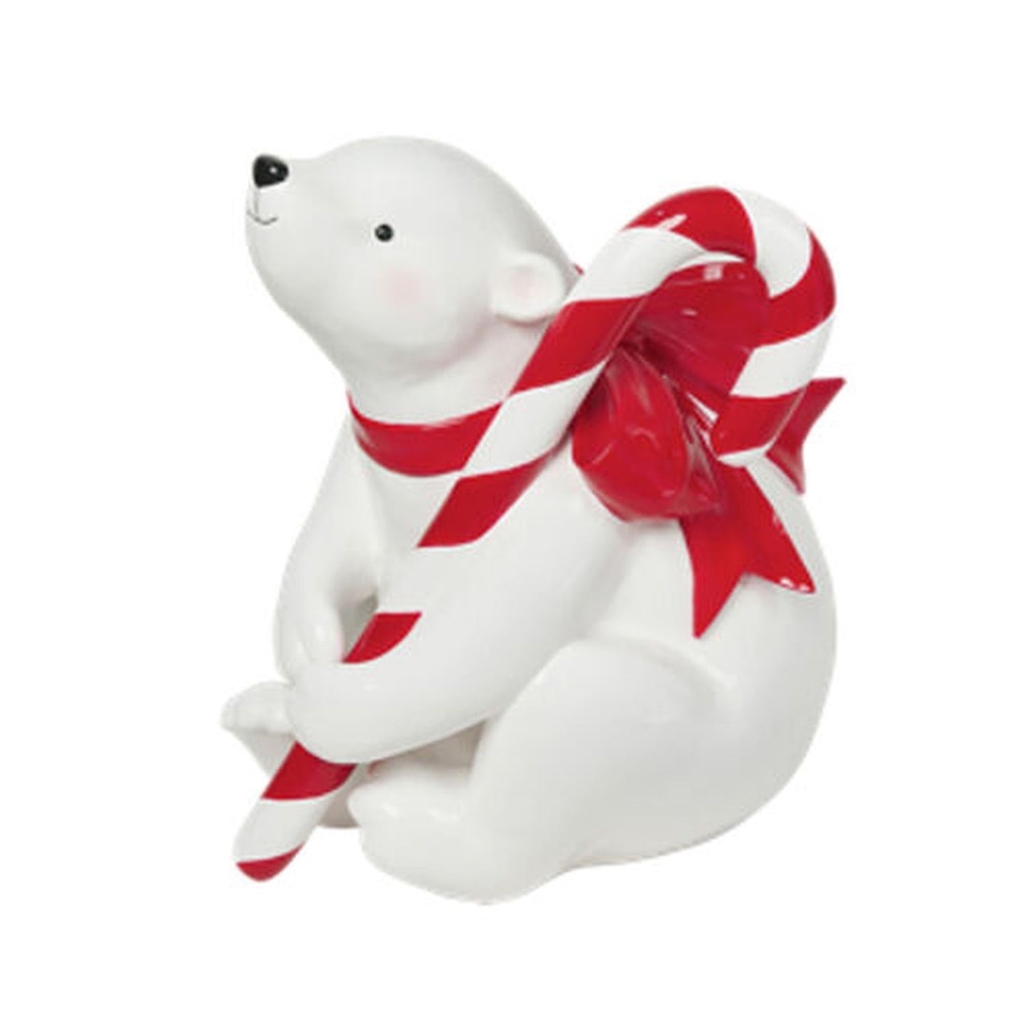 December Diamonds Candy Cane Lace 26" Baby Polar Bear With Candy Figurine