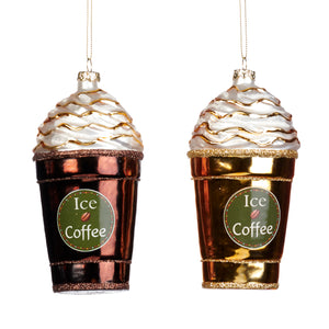 Goodwill Glass Ice Coffee Ornament Gold/Brown 14.5Cm, Set Of 2, Assortment