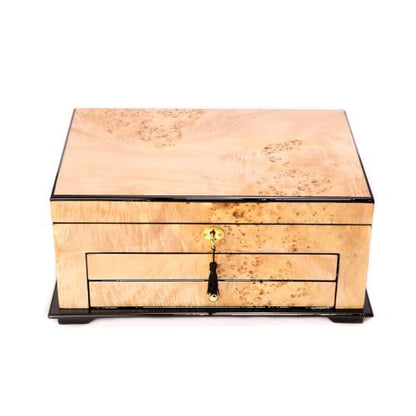 "Birdseye Maple" Lacquered Wood 3 Level Jewelry Box