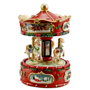 Musicbox Kingdom 6.7" Winter Carousel Turns To The Melody “Jingle Bells”