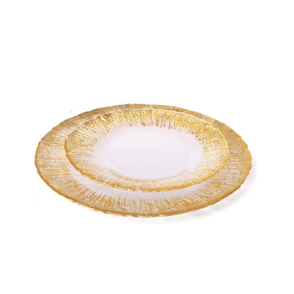 Classic Touch 12 Pcs. Flash Set- Charger Plate, Dinner Plate, Salad Plate, Gold