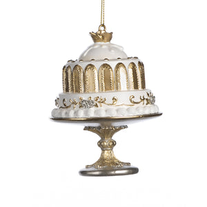 Goodwill Elegant Cake On Stand Ornament White/Gold/Champagne 11Cm