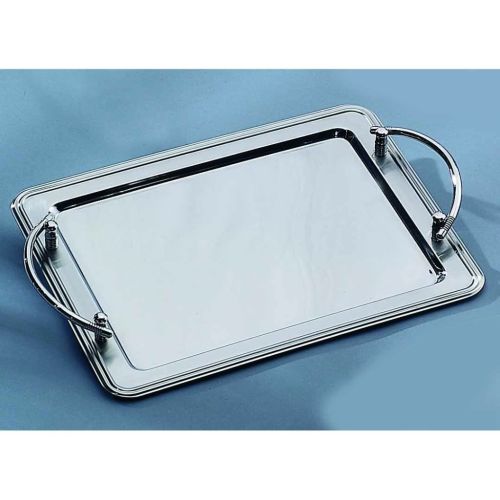 Leeber Rectangle Tray with Handles, 14 x 11", Silver, Stainless Steel