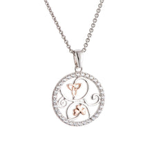 Load image into Gallery viewer, Galway Trinity Knot &amp; Shamrocks Rose Gold &amp; Silver Pendant - Rhodium Plated