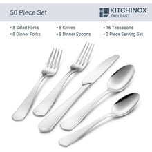 Load image into Gallery viewer, Kitchinox Penthouse Satin 50-Piece Flatware Service For 8