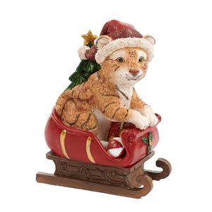 Goodwill Christmas Tiger In Sleigh Two-tone Red/Or/Green 13.5Cm