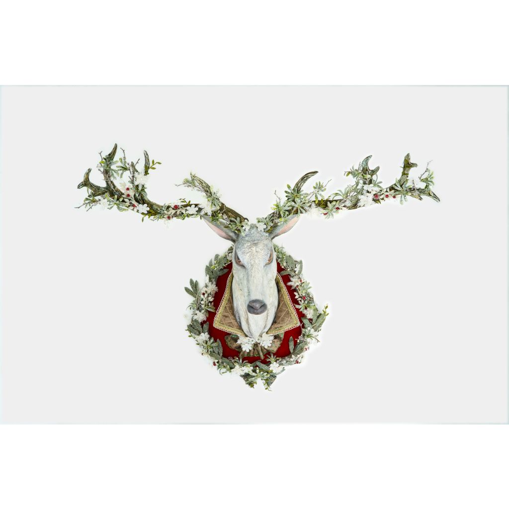 Katherine's Collection 2022 Mistletoe Magic Deer Wall Plaque White Resin