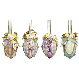 Mark Roberts Spring 2022 Easter Eggs Plaid Ornaments, 6", Assortment of 4