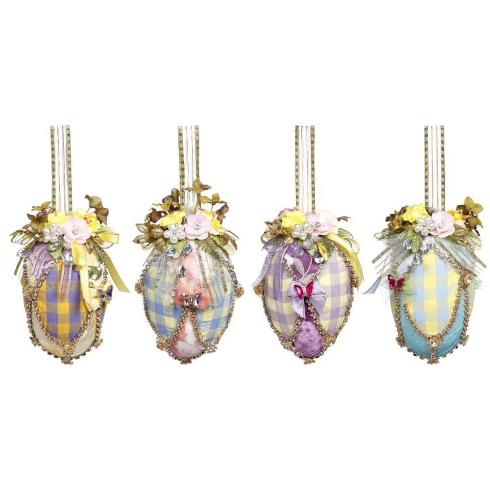 Mark Roberts Spring 2022 Easter Eggs Plaid Ornaments, 6