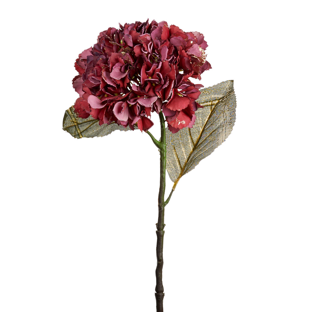 Goodwill Hydrangea Flower/Leaf Stem Purple/Burgundy 56Cm