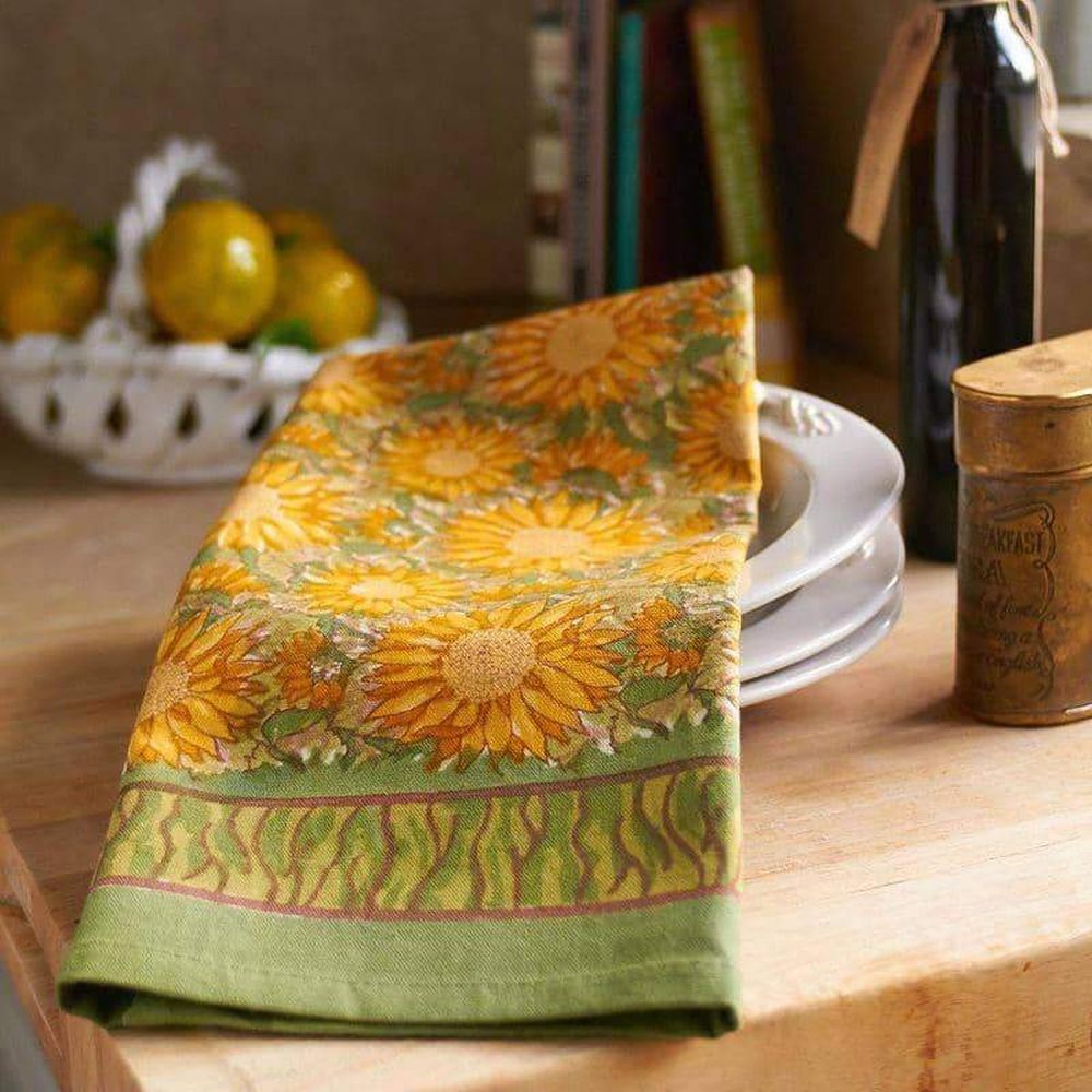 Couleur Nature Sunflower Yellow/Green Tea Towels 20X30 - Set Of 3