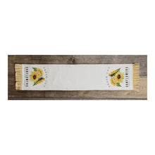 Load image into Gallery viewer, Your Heart&#39;s Delight Fresh Cut Sunflowers Reversible Table Runner, White, Cotton
