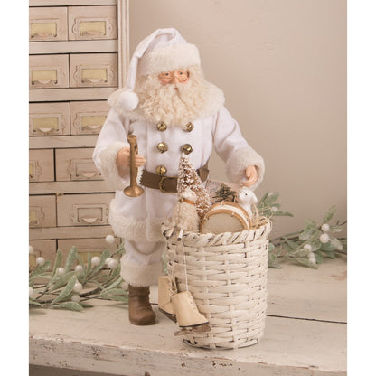 Bethany Lowe Winter Dressed Santa With Basket Of Toys